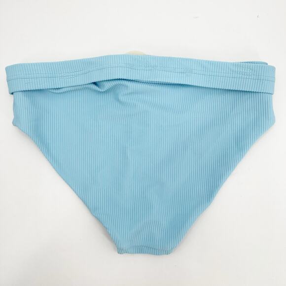 Jonathan Simkhai Swim Bikini Bottom Size Large Ribbed Horizon Blue Belt NWT - Picture 2 of 16